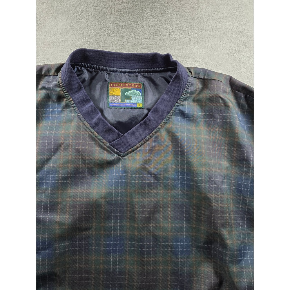 Forresters Performance Outerwear Jacket Mens L Plaid V Neck Pullover Windbreaker